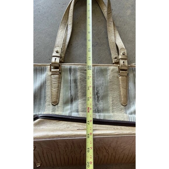 BRAHMIN Medium Classy Asher Leather Shoulder Tote/Bag-Gold Tones W Match Wallet - Picture 5 of 16